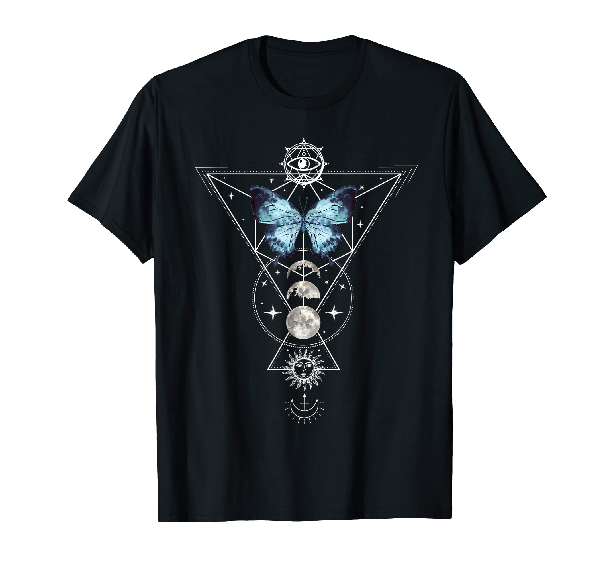 Mystical Fortune Blackcraft Lineart Occult MoonButterfly Blackcraft Witchcraft Astrology Tattoo Tarot T-Shirt