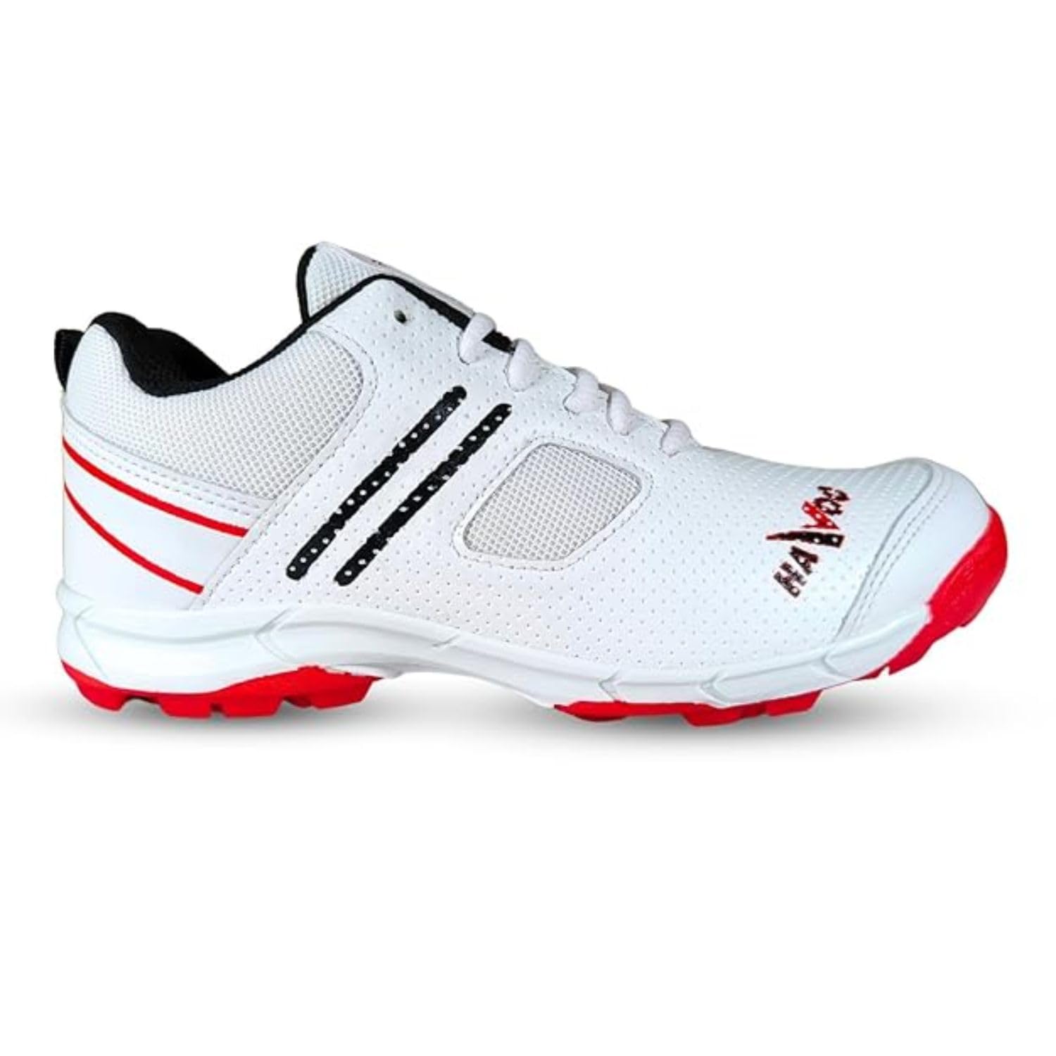 Prokick Havoc Cricket Shoes for Men and Women|Lightweight & Durable Cricket Shoes|PVC Studs Spikes Sports Shoe for Unisex|Synthetic Leather Upper Sports Shoes|EVA Sockliner (WHITE/RED/BLACK, UK Footwear Size System, Adult, Men, Numeric, Medium, 11)
