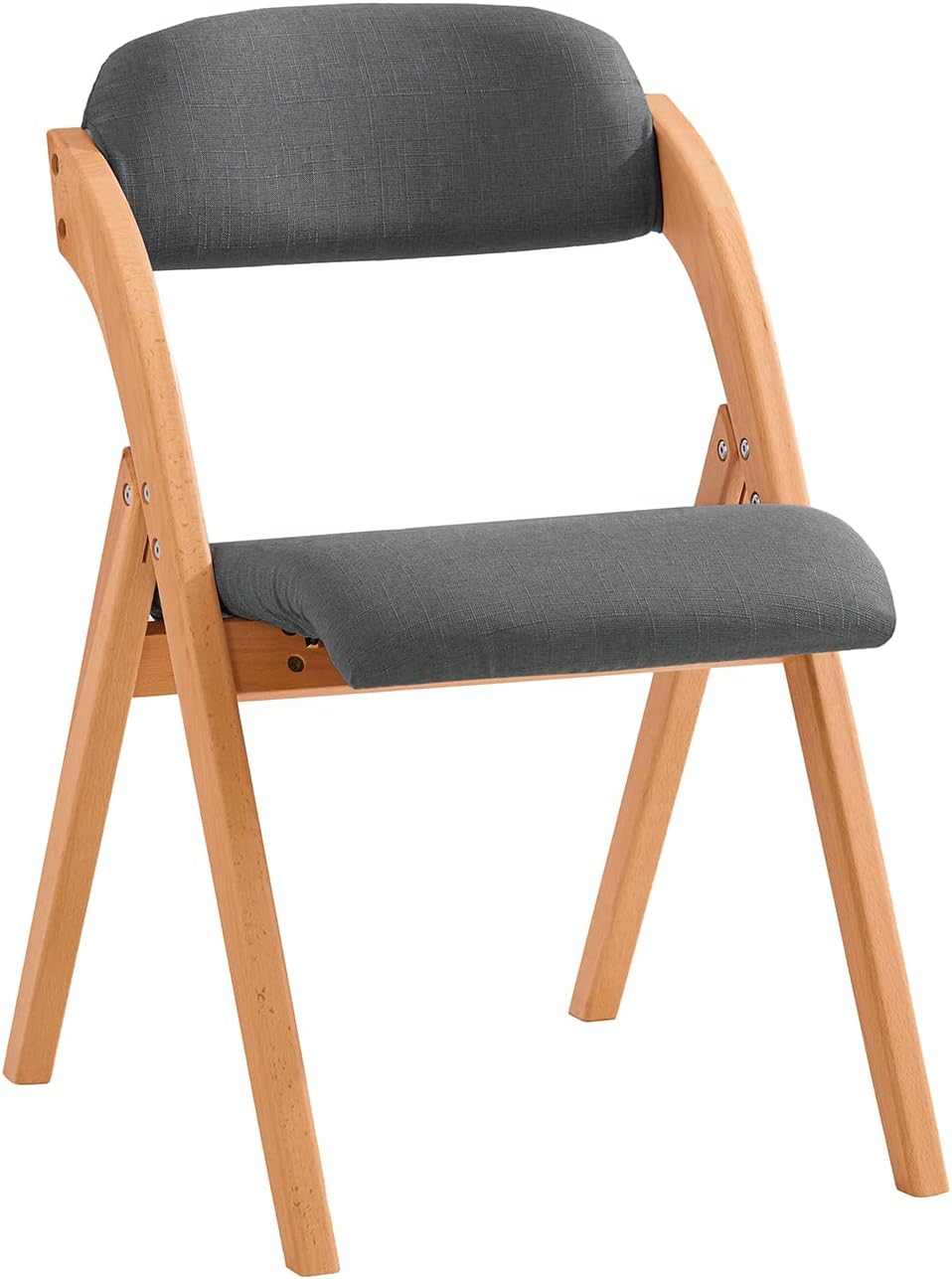 SoBuy Folding Chair Wooden Padded Kitchen&Office Chair with Ergonomic Backrest, Compact & Space-Saving, No Assembly Required Dark Grey 47.5 x 59 x 77 cm FST92-SG
