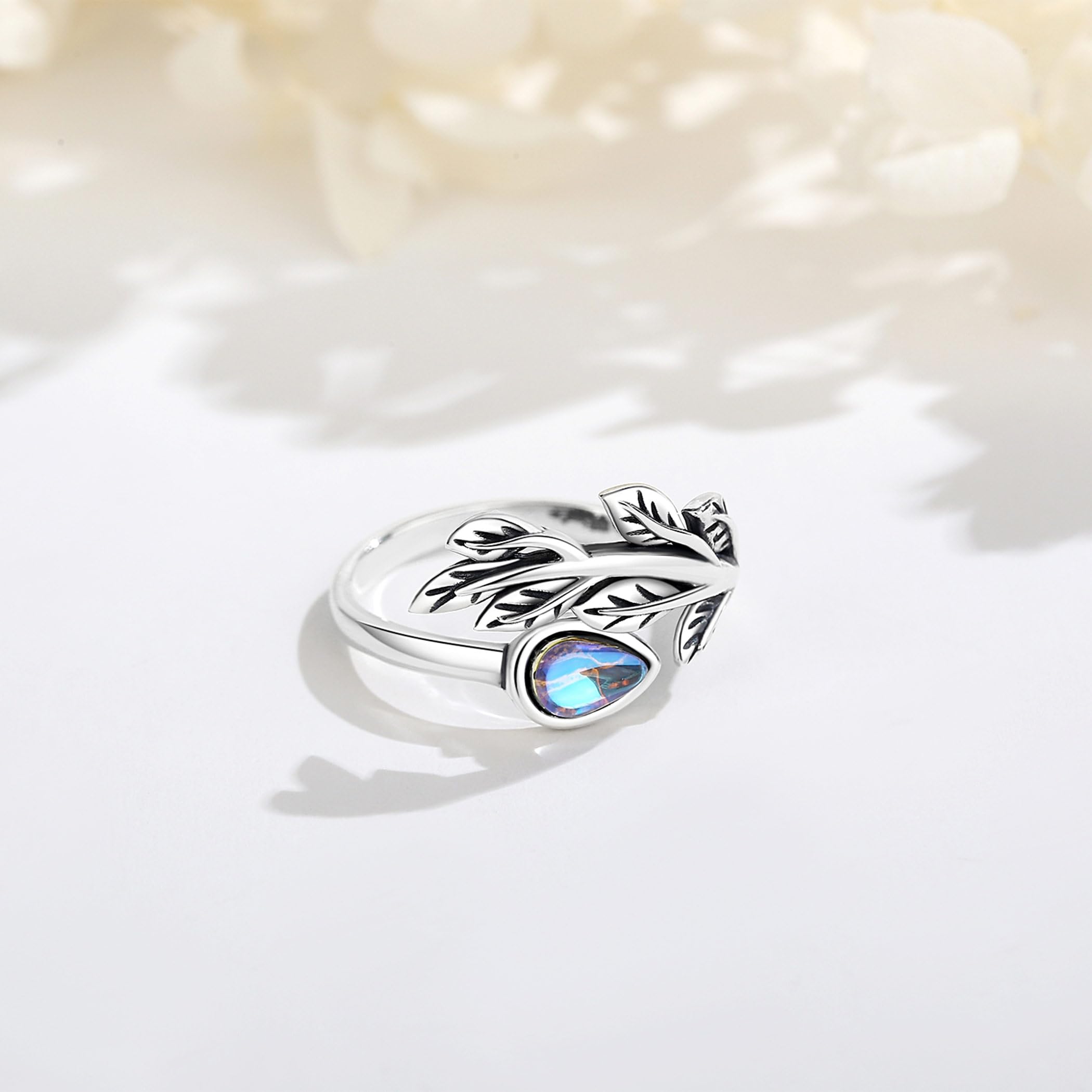 AEONSLOVE Schlange Ring Silber 925 für Damen, Lebensbaum Verstellbarer Ring für Frauen, Offener Ringe Vintage mit Blatt/Hexenknoten/Keltischer Knoten