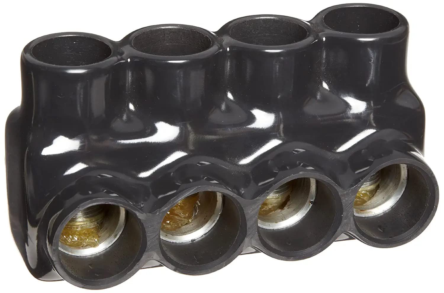 Morris Products 97674 Black Insulated Multi-Cable Connector - Dual Entry 4 Ports 750-250 Wire Range, 5-Pack