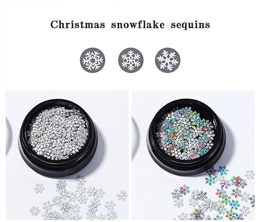 Miniatura 4 de Copos de nieve 3D con purpurina para decoración de uñas de Navidad, copos de nieve de invierno, suministros de arte de uñas para mujeres y niñas,