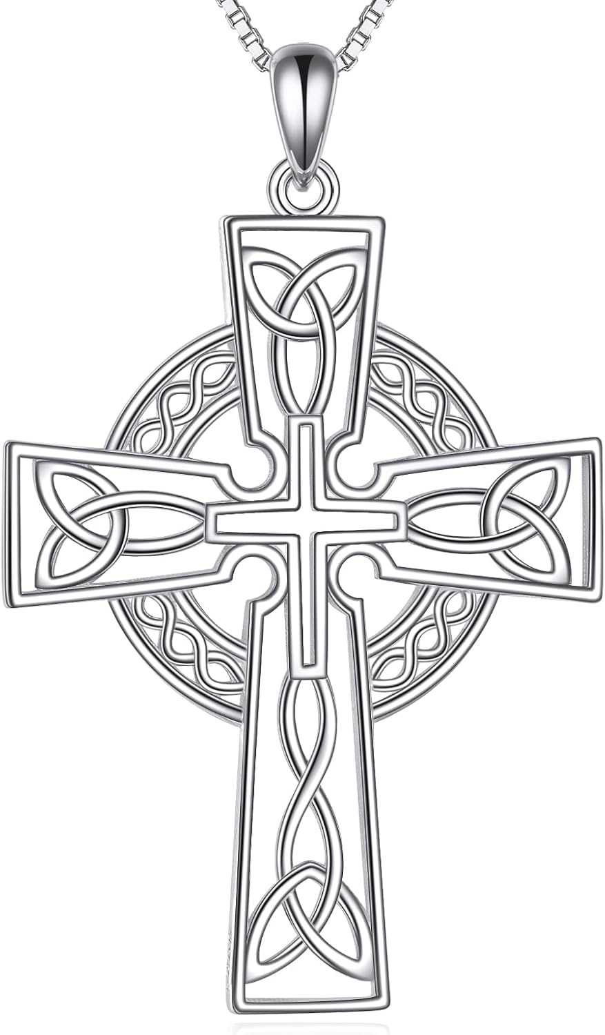 Celtic Cross Necklace Sterling Silver Cross Pendant Celtic Jewelry Gifts for Women Men