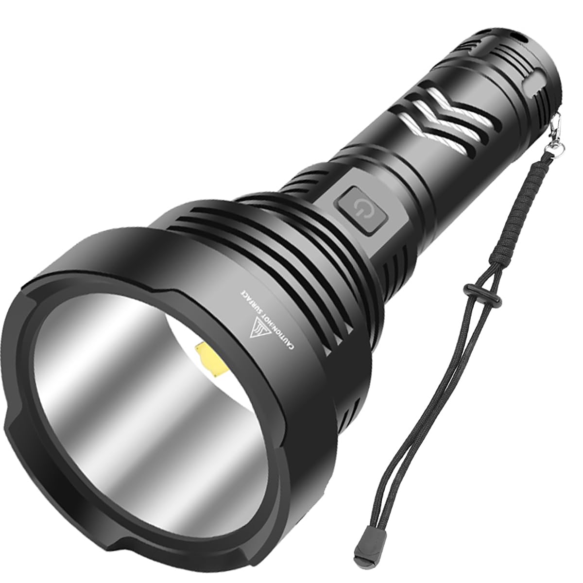 Linterna XHP90 LED Super Brillante 100000 Lúmene Potente Linterna | Recargable por USB Linterna 5 Modos Policía Militar Linterna Exterior, Juego de Faros de Búsqueda