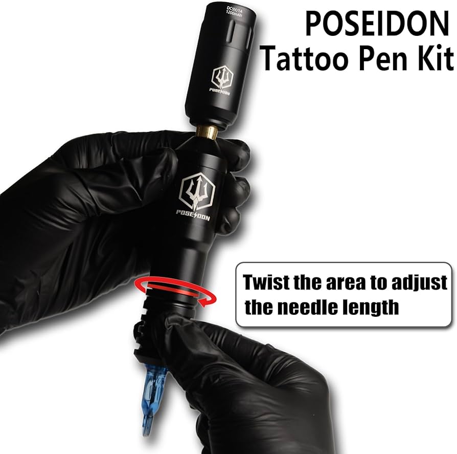 Tattoo Pen Kit - POSEIDON Wireless Tattoo Machine Kit, Tattoo Gun