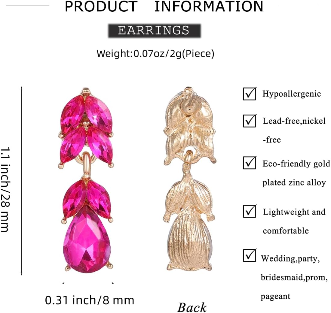 Rhinestone Teardrop Dangle Earrings Sparkle Crystal Bridal Earrings for Brides Bridesmaides Earrings for Women Wedding Pageant Prom - Image 6