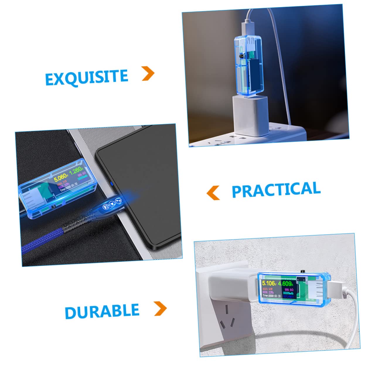 SHINEOFI 3 Stück USB Tester Digitaler Spannungs und Strommessgerät mit LCD Display Tragbarer USB Tester für Ladegeräte Powerbanks und Computeranschlüsse Präzise Messung von Temperatur und