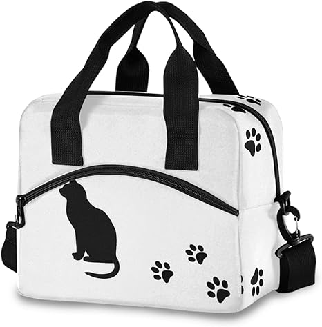 Amazon 弁当バッグ 保冷 猫柄 ねこがら 白黒 レディーズ 女の子 ランチバッグ お弁当袋 断熱 防水 大人 おしゃれ 人気 大きめ 通勤 通学 軽量 大容量 2way 学生 メンズ 男の子 ランチバッグ ランチ巾着 ランチベルト オンライン通販