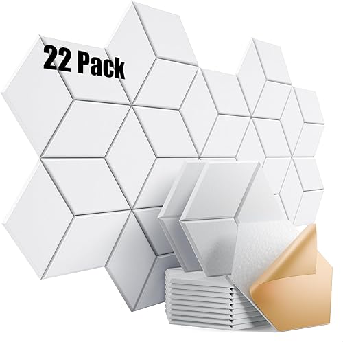 Miniatura 65 de Paquete de 12 paneles acústicos autoadhesivos de 12 x 10 x 0.4 pulgadas, paneles de espuma a prueba de sonido para paredes, diseño hexagonal