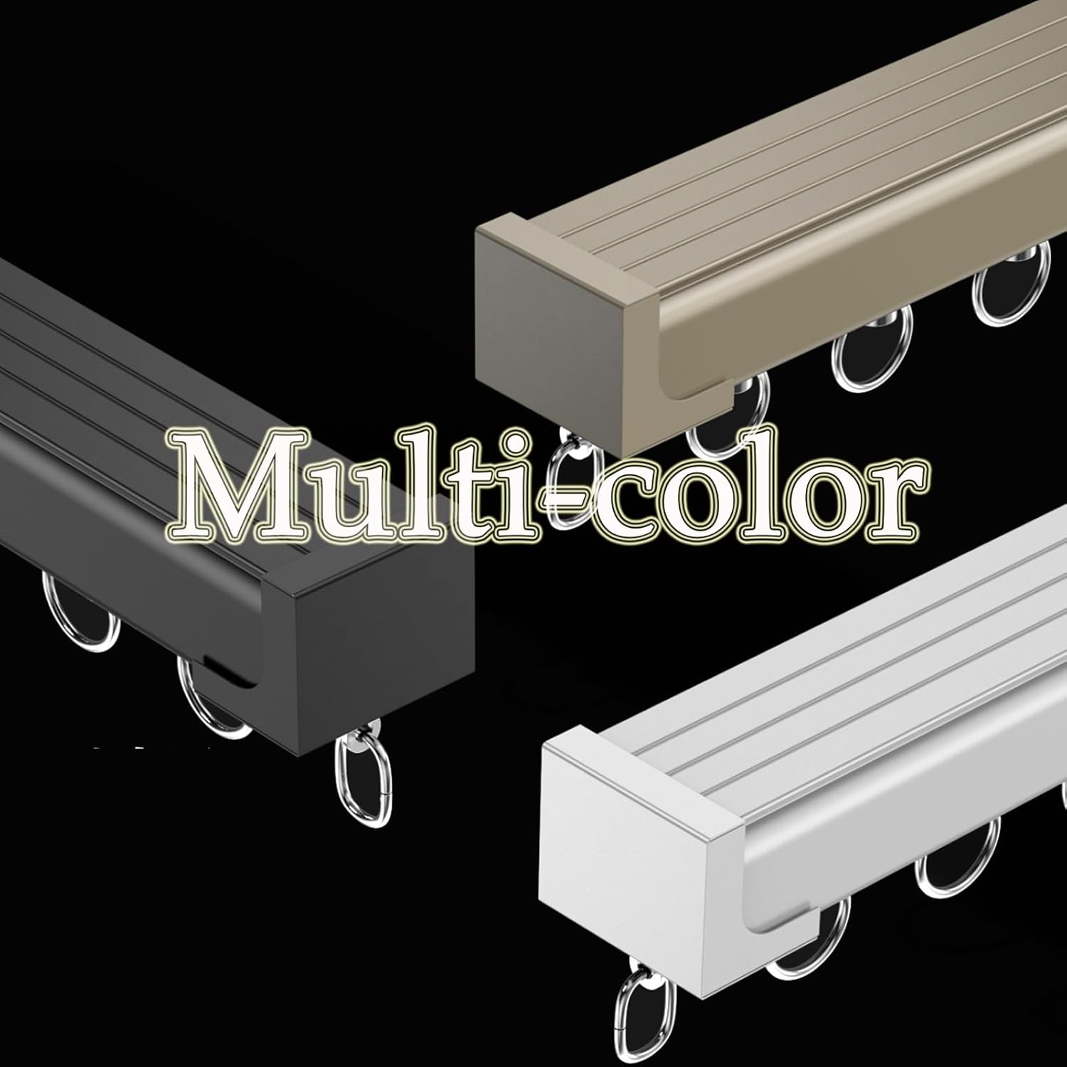 Heavy-Duty Curtain Track System - Ceiling or Wall Mount, Silent Design for Living Room & Bedroom, 300cm/9.8FT, Elegant White & Champagne Color, Perfect Room Divider.