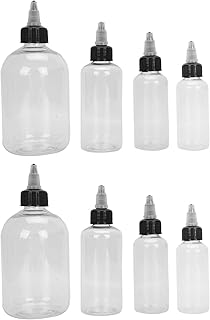 8 Pack Dispensing Bottles with Twist Top Cap Boston Round LDPE Plastic Squeeze Bottle Empty Tattoo Ink Bottles Tattoo Ink Pigment Clear Tattoo Accessories for Lotion Shampoo Tattoo Ink Pigment