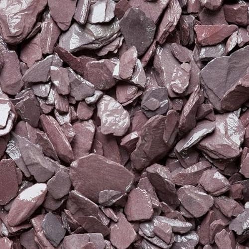 Decorative Plum Slate Stone Chippings, Pebbles, Aggregates, Gravel, 40mm, 2kg Bag, for Indoor and Outdoor Plants and Flower Beds