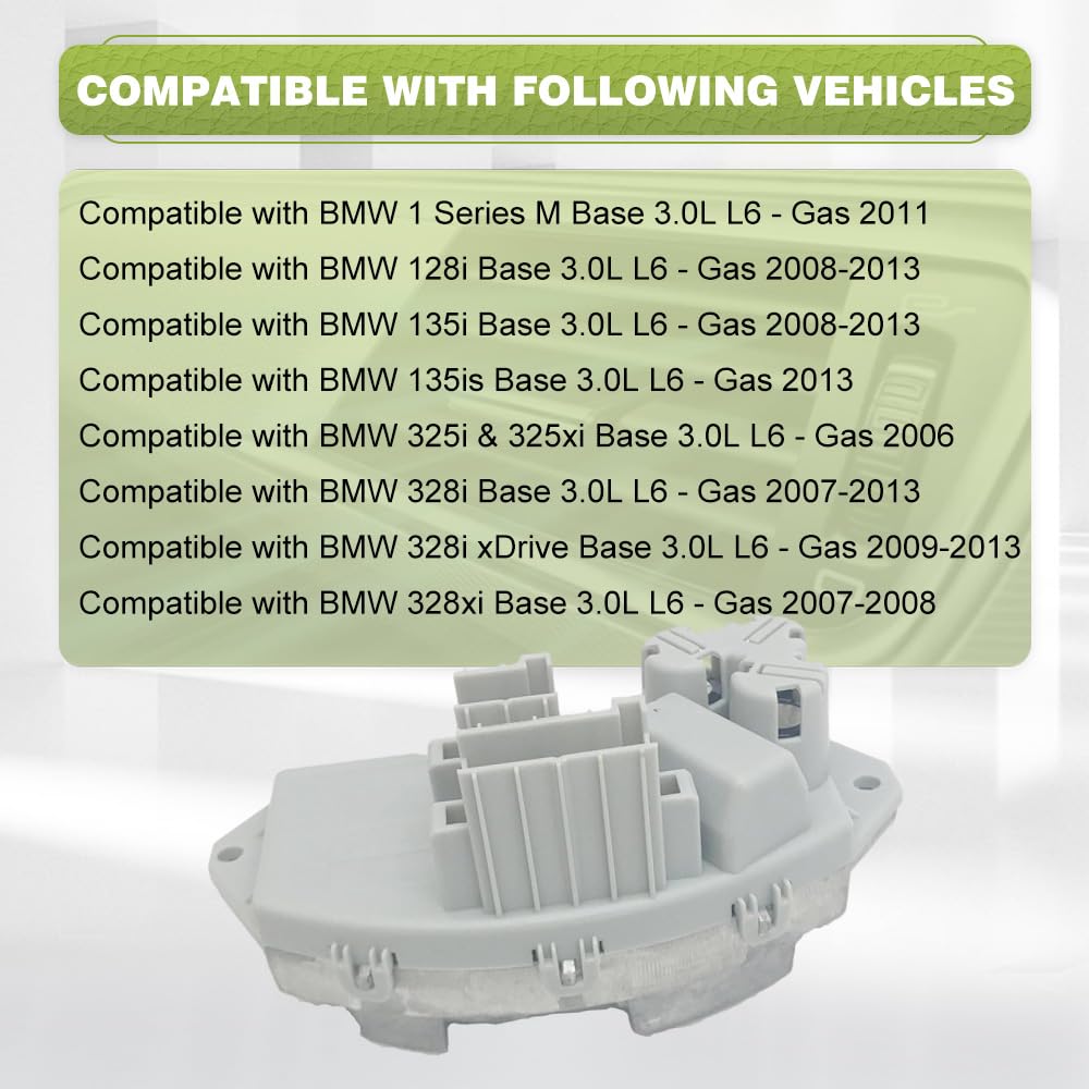 1 resistencia de motor de ventilador frontal HVAC de 4 y 2 pines compatible con BMW Serie 1 M Base 3.0L L6 - Gas 2011, compatible con BMW 128i Base 3.0L L6 - Gas 2008-2013