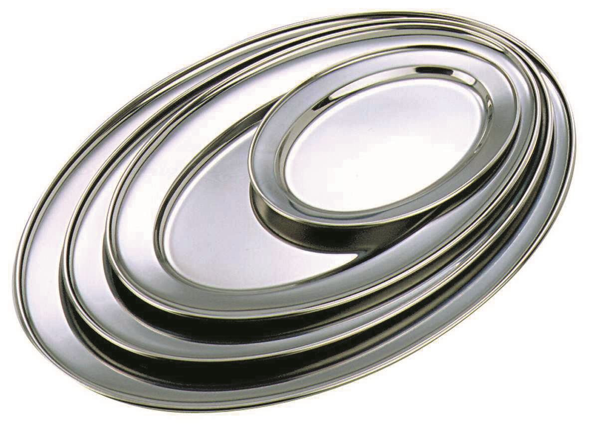 Genware NEV-1265 Oval Flat, Stainless Steel, 10"