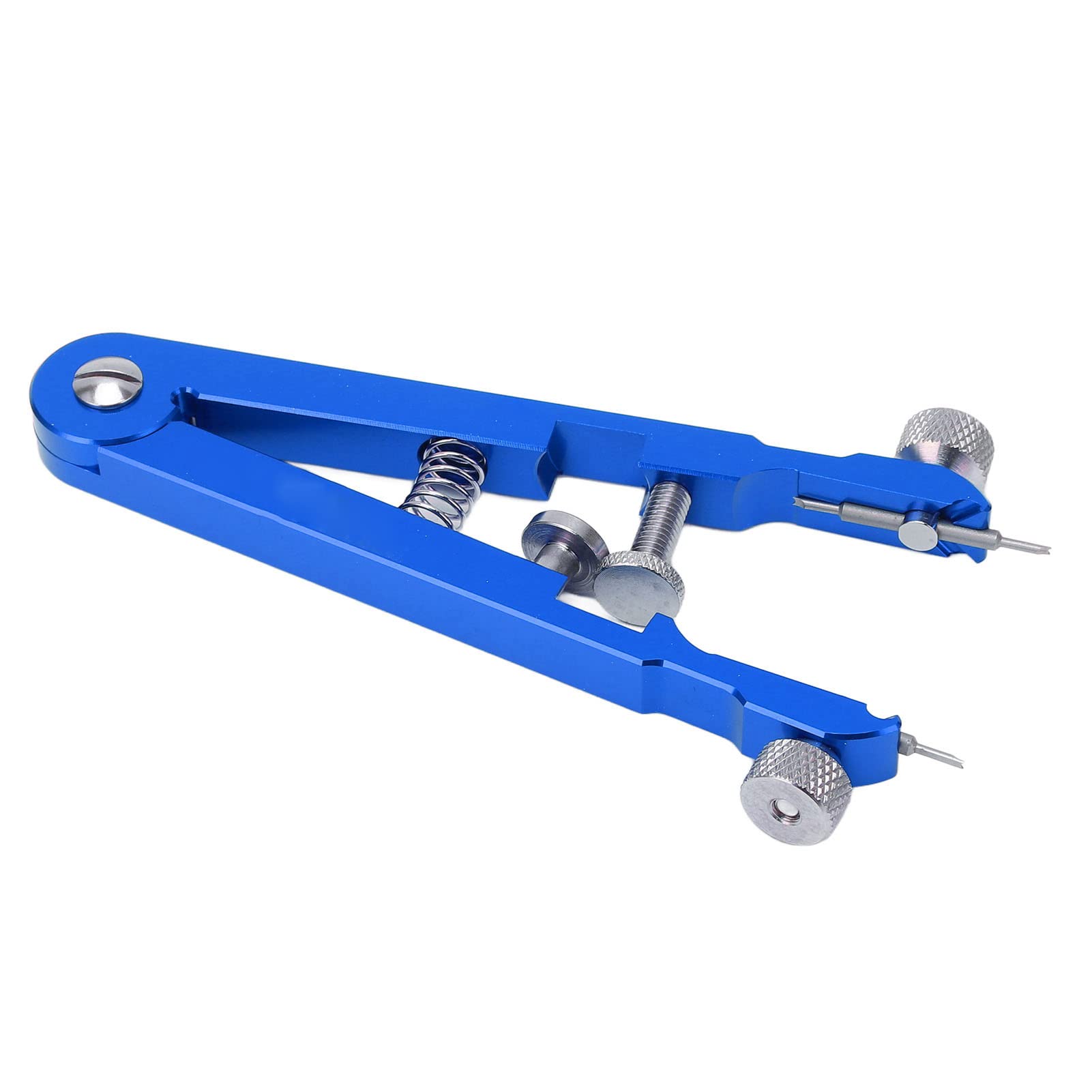 Pince à barrettes de montre avec 6 embouts, outil de retrait de bracelet de montre en alliage d’aluminium, forme en V, pour un réglage rapide de la sangle et un remplacement des ba (Bleue)