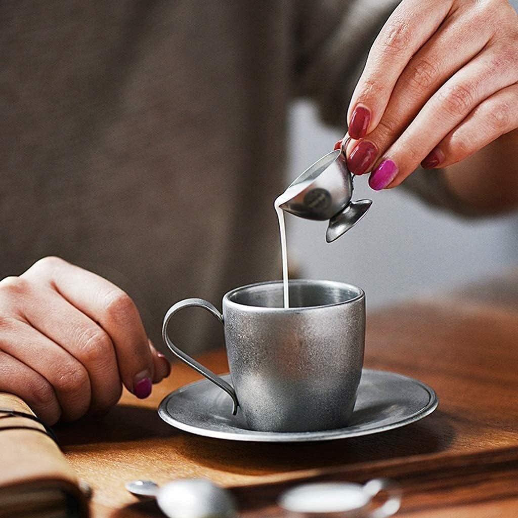 Milk Frother Cup Milk jug decor Classic Stainless Steel Creamer Pitcher for Coffee and Tea, Small Cup Container for Serving Milk, Coffee Cream, Maple Syrup mini Milk jug (Color : B)
