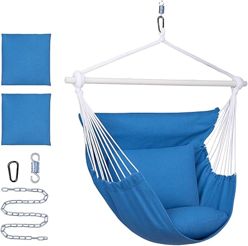 Miniatura 11 de Backyard Expressions Silla Hamaca Colgante Columpio con Cojines y Kit para Colgar – Capacidad de 500 lb, Tela de Mezcla de Algodón, para Uso en