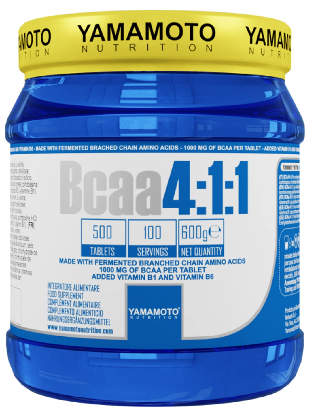 Yamamotò Bcaa 4.1.1 500 compresse - aminoacidi ramificati con Vitamina B1 e B6. Senza Glutine, Senza Lattosio