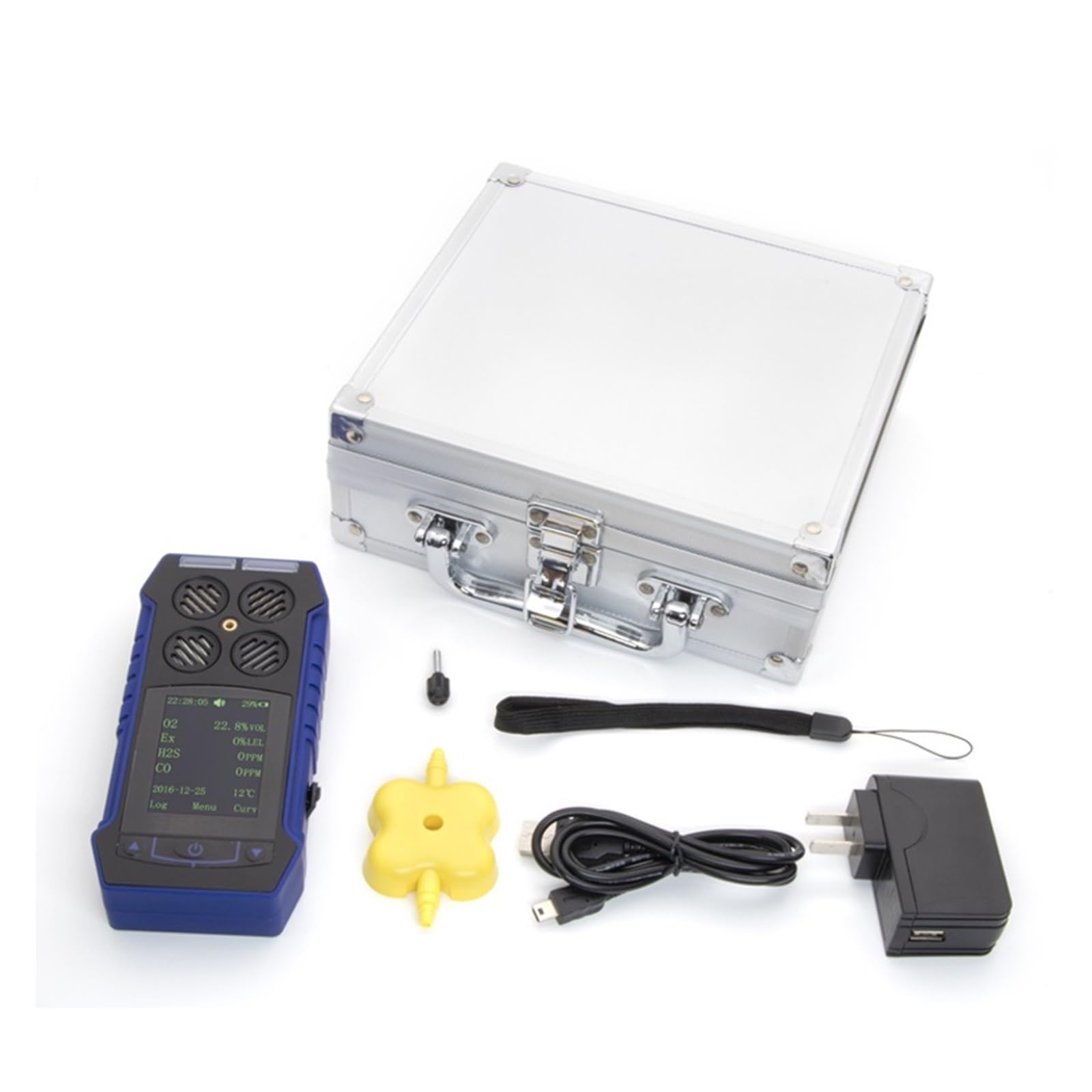 Détecteur de gaz Portable 4 en 1 O2 EX H2S CO, Quatre méthodes d'alarme, Connexion à Trois épreuves avec détecteur de données de Magasin d'ordinateur