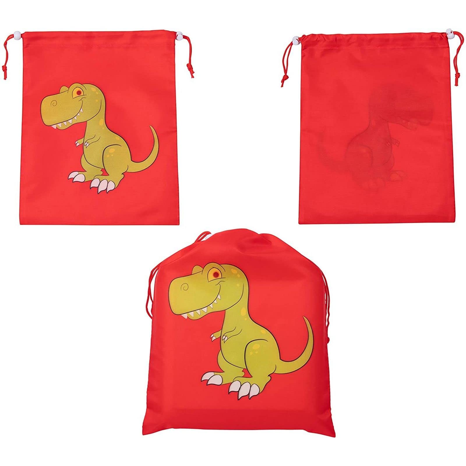 6 Sacs à Cordon Dinosaure – Réutilisables Pour Bonbons, Jouets, école – Motifs T-Rex, Tricératops, Etc.