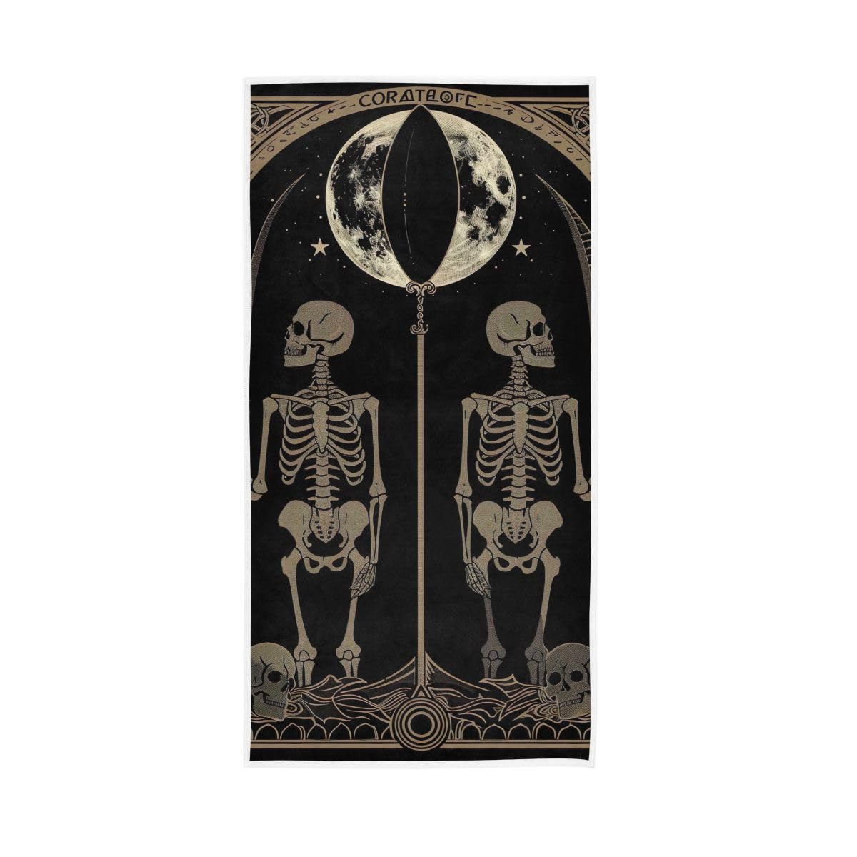 LSRCPD Skeletons Holding Scythes Hand Towels, Farmhouse Hand Towels Bathroom 15 x 30 Inches