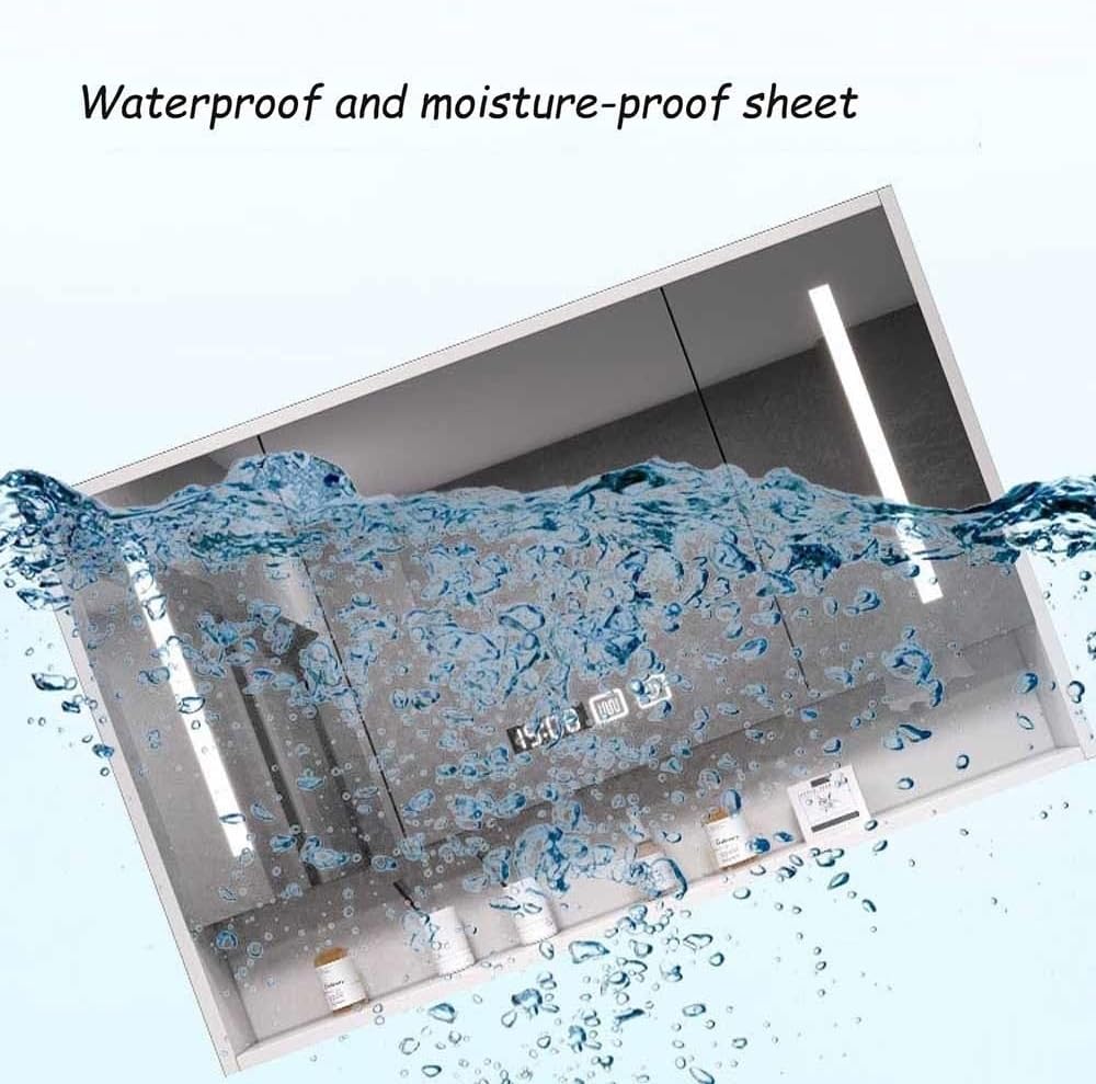 Rectangle Mirror Cabinet with Storage Shelf, Bathroom LED Mirror Cabinet with Lights Illumination, Smart Anti-Fog Makeup Mirror, Touch Switch (Color : B, Size : 70cm)