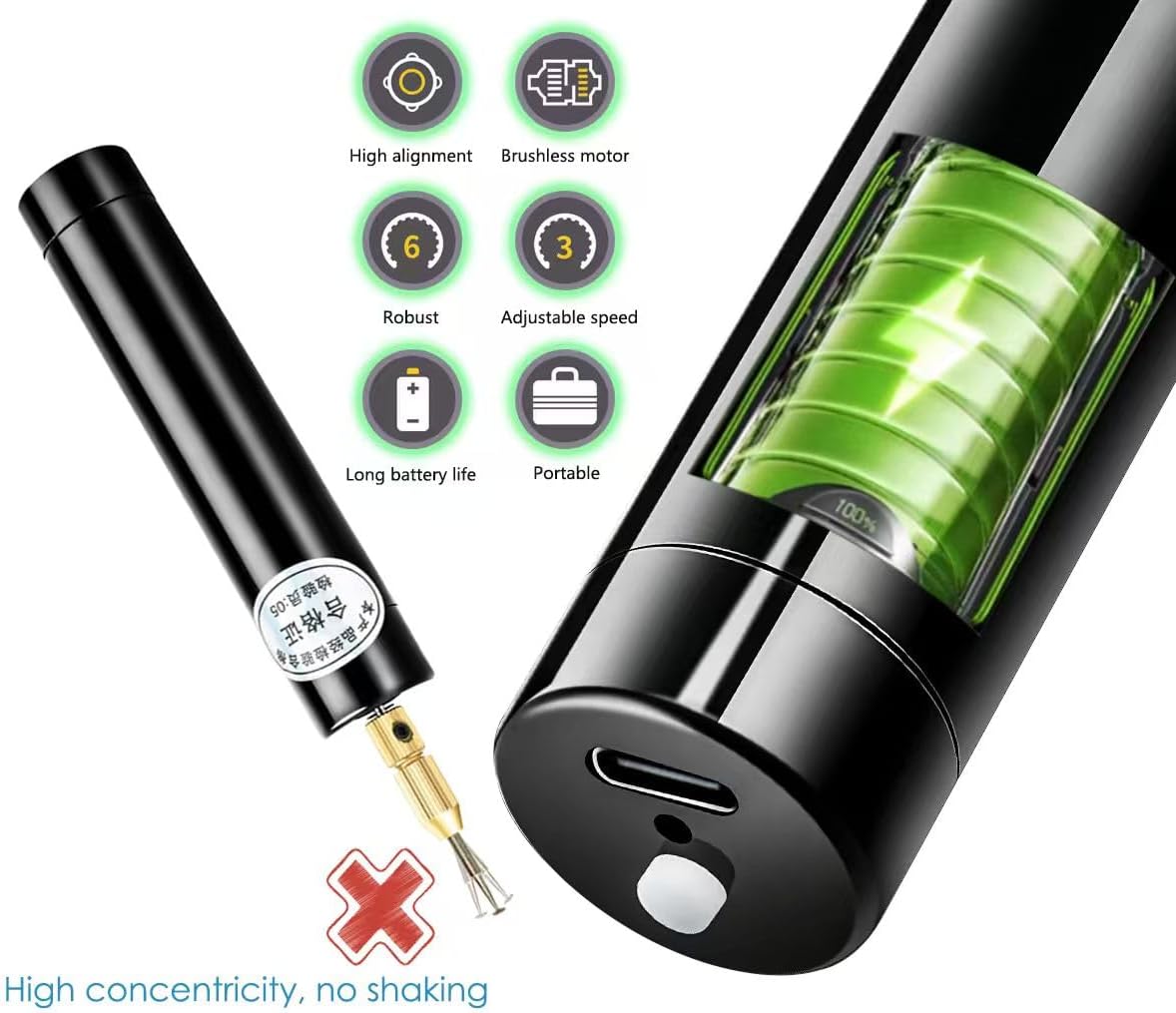 Damaged Screw Removal for Cell Phone Rechargeable Broken Screw Extractor Kit for iPhone Cell Phone Repair Tool 4 Size Grinding Heads Portable Screw Extractor for Laptop/Pad Electronic Products