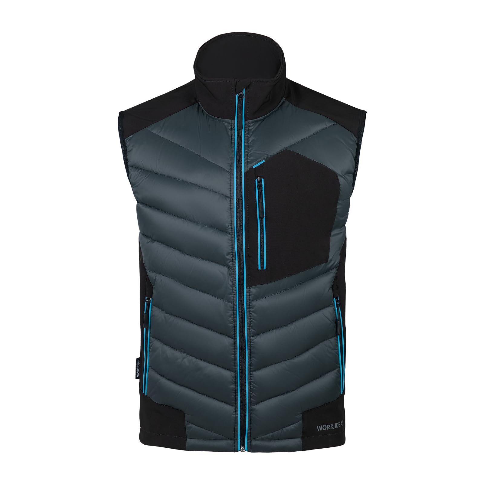WORK IDEA Herren Outdoor Softshell Weste Wasserabweisend Winddicht Ärmellose Jacke - Atmungsaktives Leichtes Sport Vest mit Taschen für, Radfahren, Laufen, Wandern, Golf und Arbeitskontexte