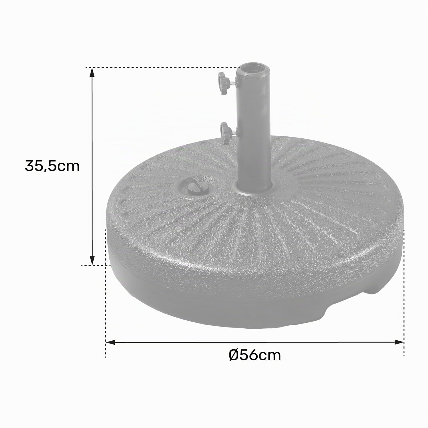 Happy Garden Pied de parasol droit BREST noir - mât de parasol compatible de 38 à 48mm - remplissage eau ou sable