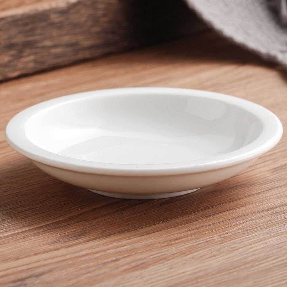 Sizikato 4 Pcs White Porcelain Appetizer Plates, Wide Rim Ceramic Dessert Plates Snack Plates, 5.5 Inch