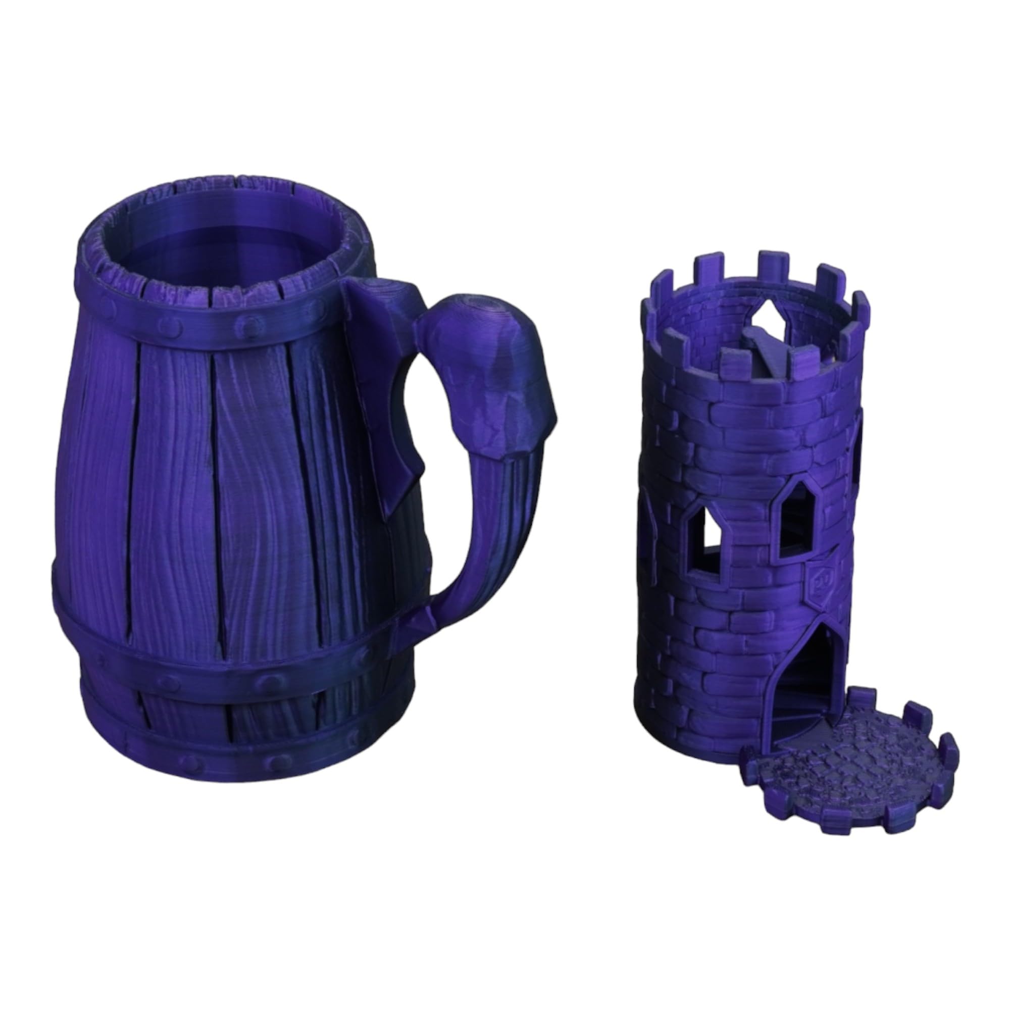 3D Printed Portable Dice Tower and Beer Koozie | Best Dice Tower for D&D | Cool Dice Towers by TechConnext (Black/Purple Silk)