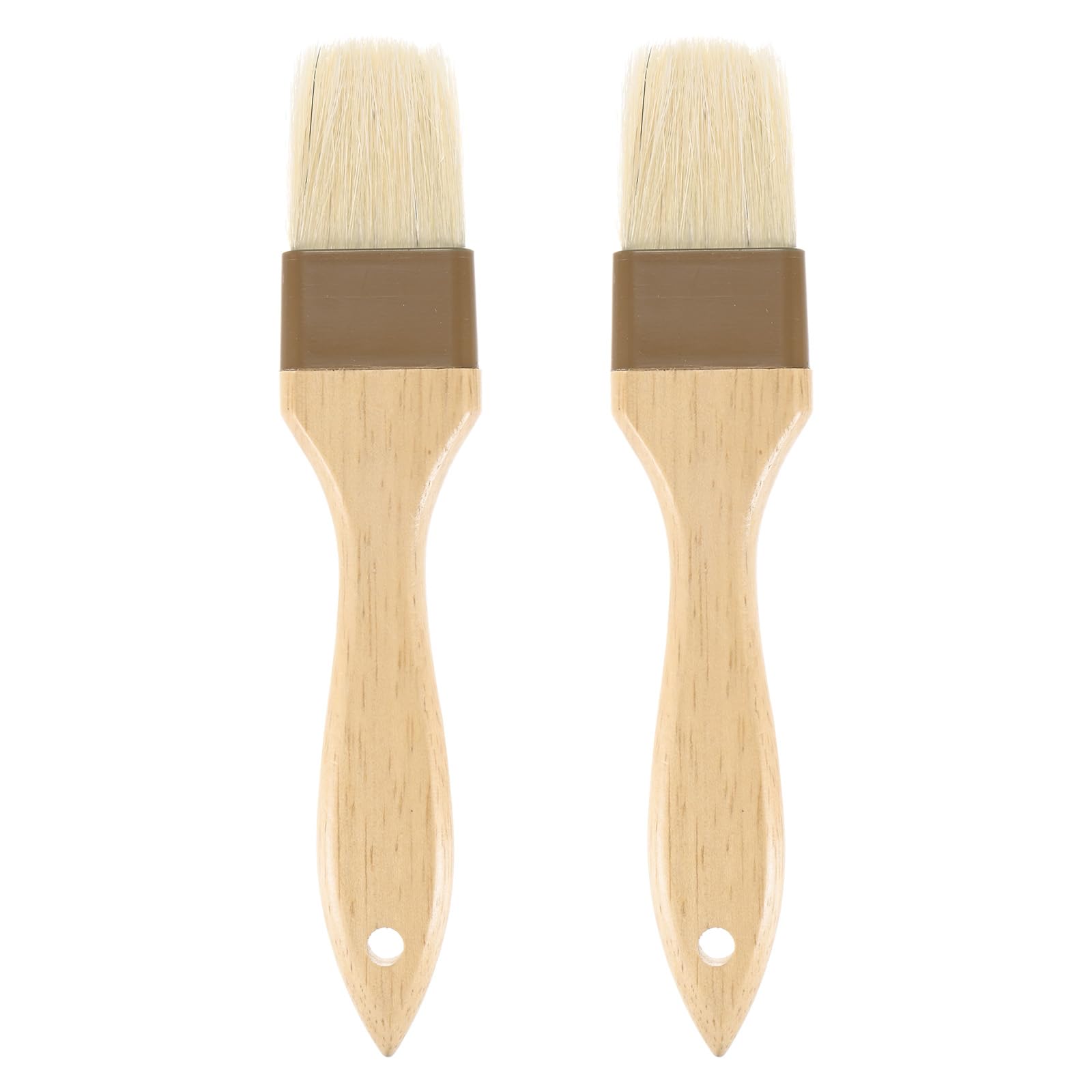 M METERXITY 2-Pack Pastry Brush, Wooden Handle Natural Bristle Basting BBQ Oil Brush for Cooking/Barbecue/Kitchen [1.6"]