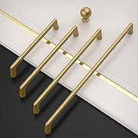 Vista 3 de Amerdeco - Paquete de 10 tiradores en bronce champán para armarios con orificio central de 5 pulgadas (128 mm), tiradores para armarios de cocina