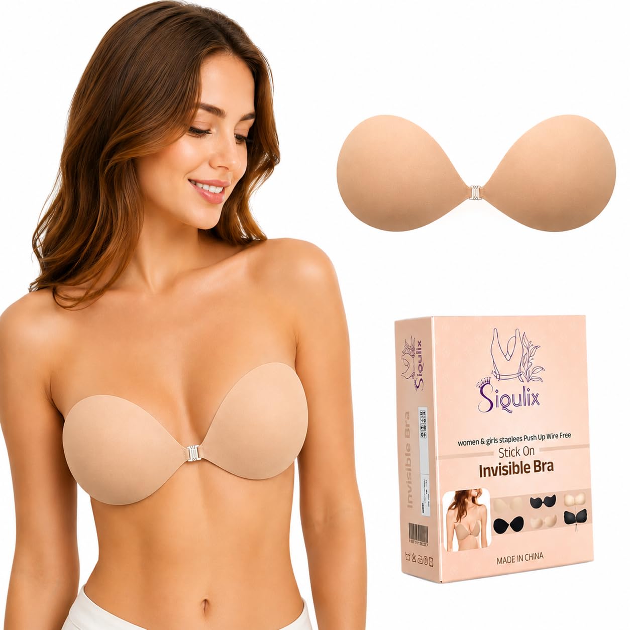 siqulix Womens Supportable Adhesive Bra | Ideal for Backless & Strapless Outfits | Seamless and Invisible | Stick-On Bra with Lift & Shaping | Strong and Skin-Friendly Adhesive-picture-35