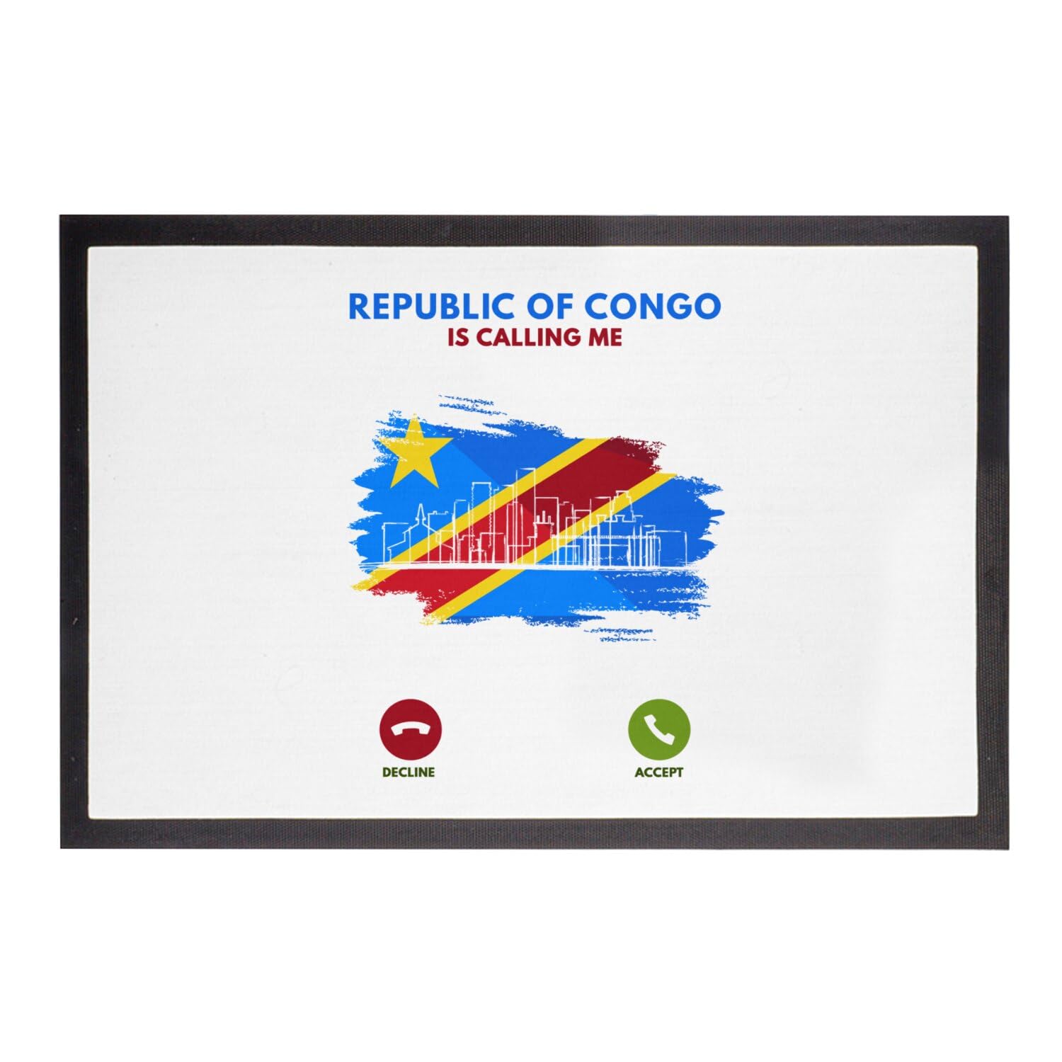 Paillasson Blanc Congo is Calling Me tapis entrée Kinshasa 60x40