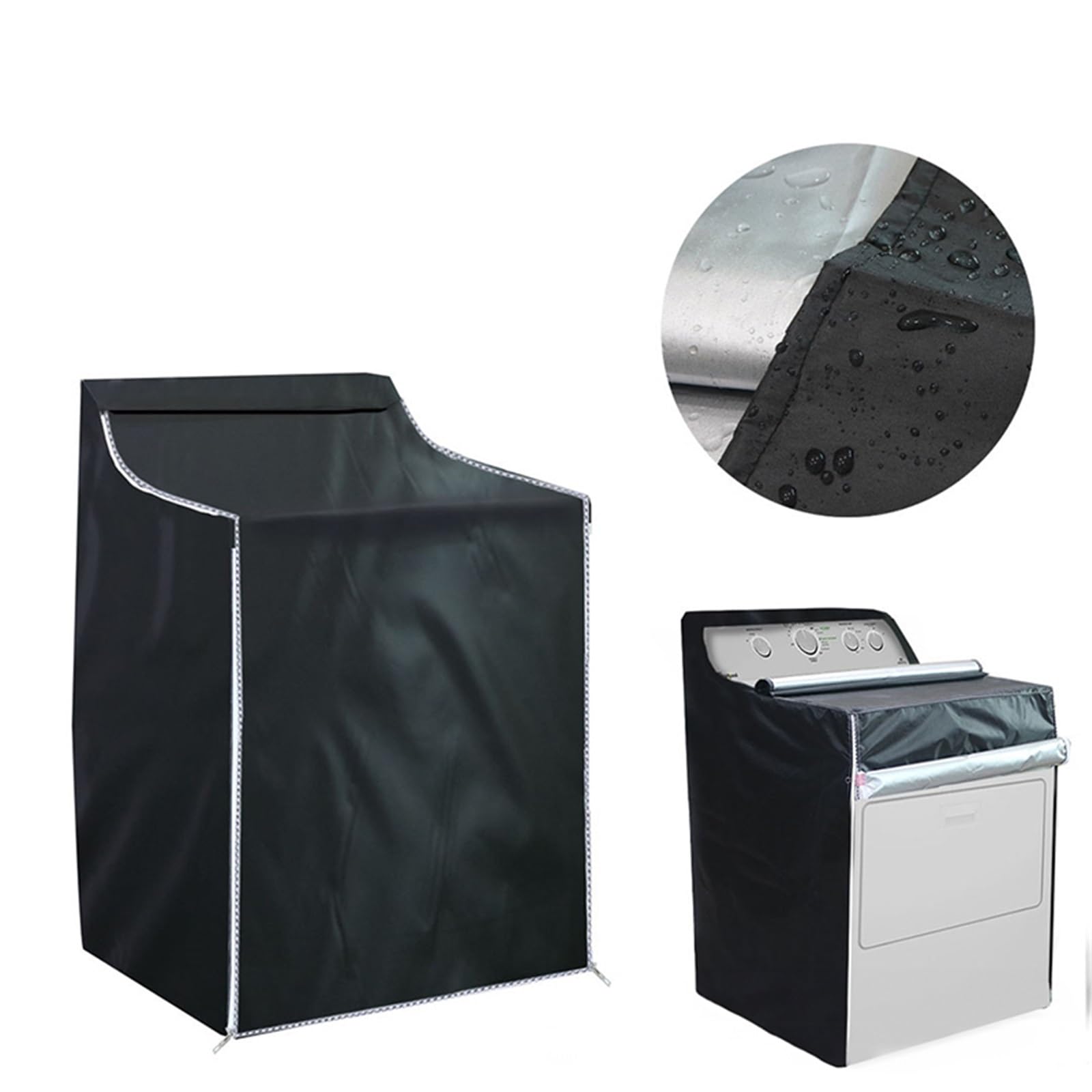 2 uds cubierta impermeable y solar for lavadora secadora de ropa protección automática Protector Universal fácil ajuste Para Cubre Lavadora(Black)