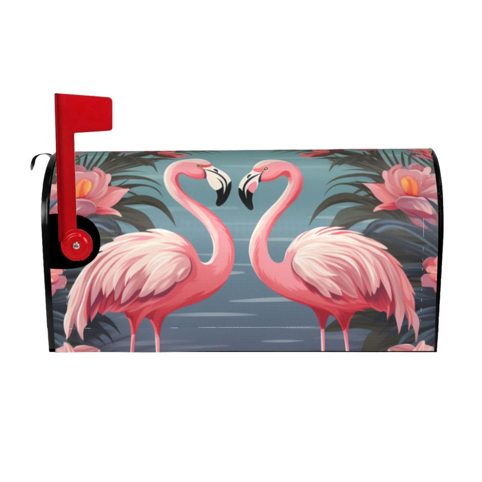 Flock of Tropical Flamingos Mailbox Covers Magnetic Wraps Post Letter Box Cover Garden Home Decor 25.5x21 in