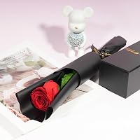 Örökkévaló Rózsa Szárral - Valódi Tartósított Vörös Rózsa Ajándékdobozban Nőknek, Anyáknak - Élethű Virág Dekoráció Születésnapra, K 4