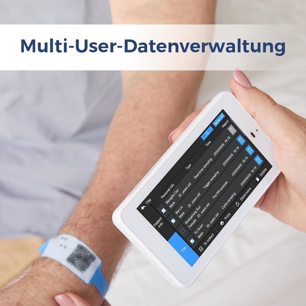 Wellue PG12 ECG professionale a 12 derivazioni, dispositivo ECG digitale con algoritmo di Glasgow, acquisizione e analisi dei dati ECG in tempo reale, trasferimento dati WIFI e stampa dei report