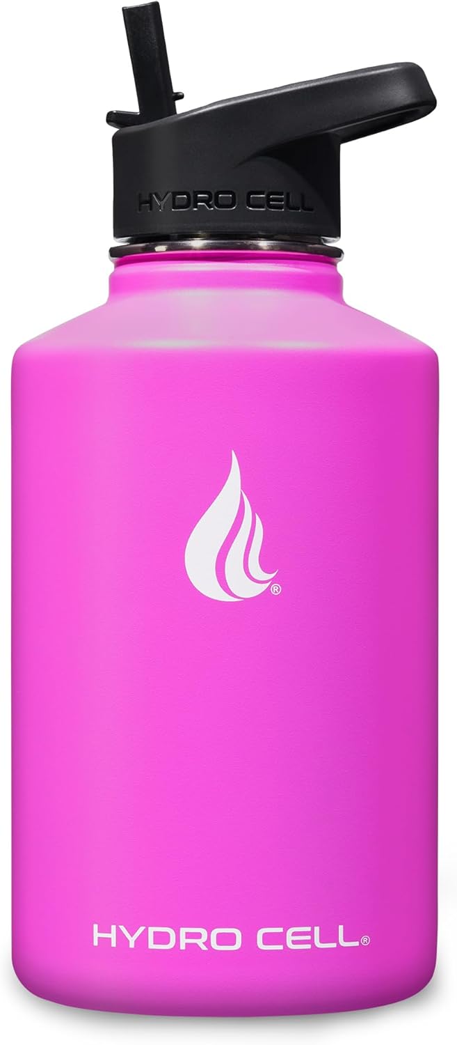 HYDRO CELL Stainless Steel Insulated Water Bottle with Straw - For Cold & Hot Drinks - Metal Vacuum Flask with Screw Cap and Modern Leakproof Sport Thermos for Adults (Fuchsia 64oz) - Image 2