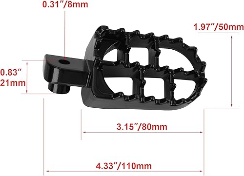 Miniatura 2 de Estriberas de aluminio Reposapiés Reposapiés Reemplazo para Dirtbike 50 70 90 110 125cc Taotao PW50 PW80 TW200 XR50R CRF50 CRF70 CRF80 CRF100F Negro