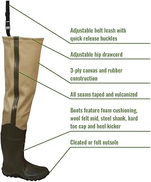 FROGG TOGGS Bull Frogg 3-ply PVC Canvas Waterproof Fishing Bootfoot Hip