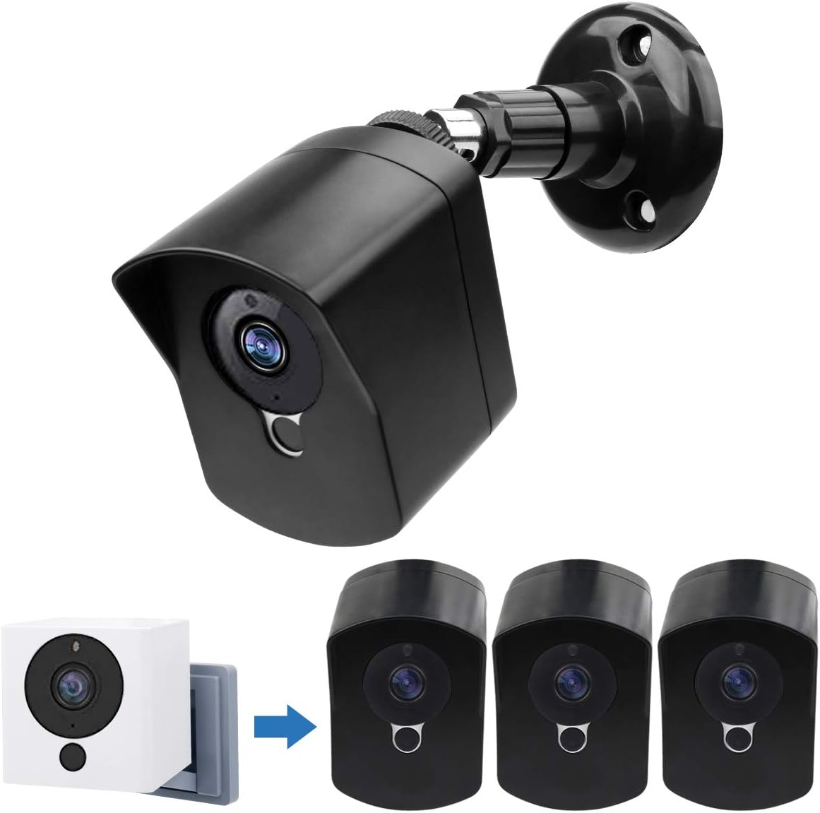 Wyze Cam Wall Mount Bracket,Full Protective Weather Proof 360 Degree Adjustable Outdoor Indoor Mount and Cover Case for Wyze Cam 1080p HD Camera (Black 3 Pack)