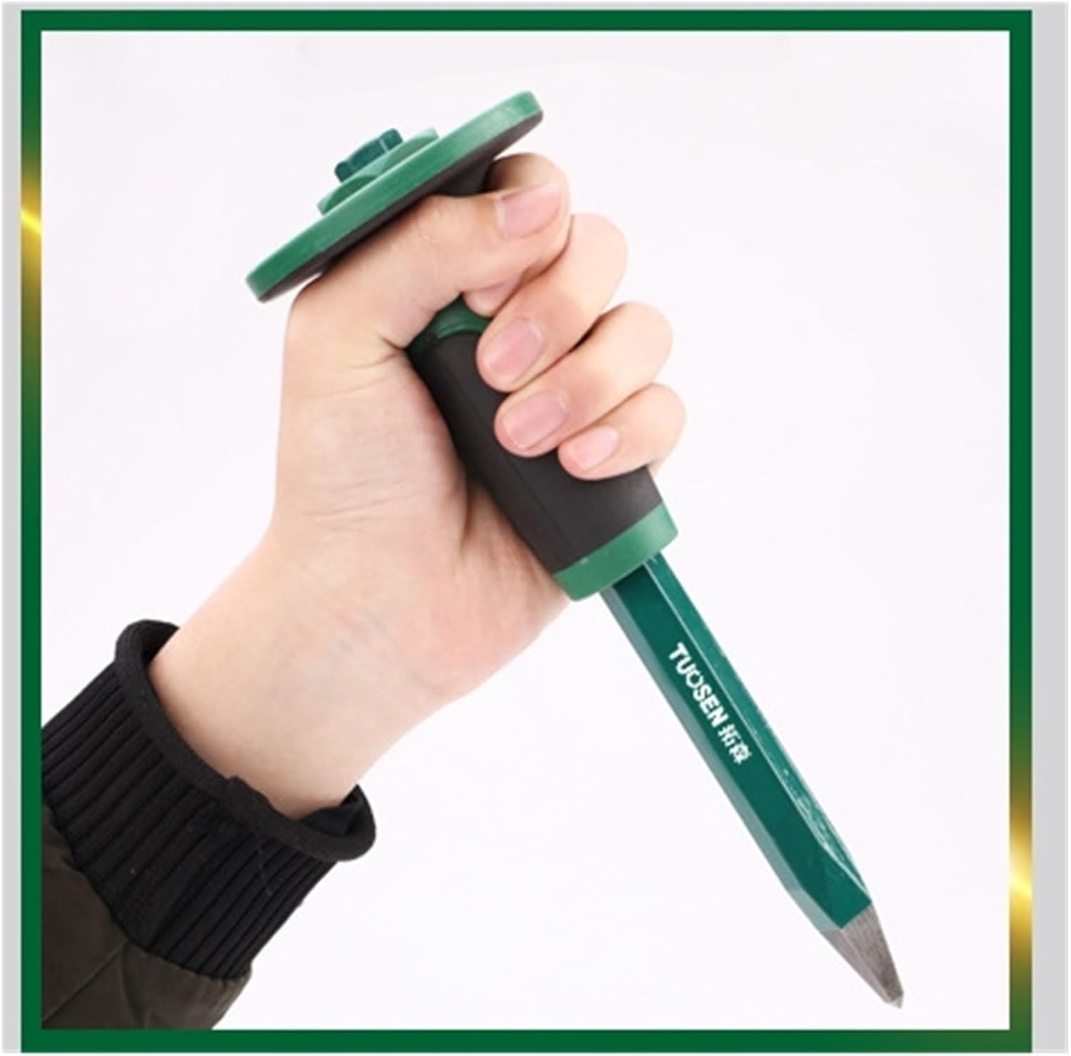 1pcs Stone Chisel 250/300 Long Steel Chisel Chopper With Rubber Sleeve Flat Head Flat Chisel Masonry Chisel