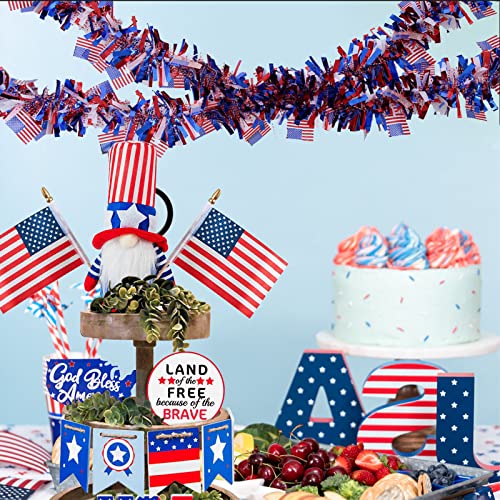 6Pcs 4Th Of July Tinsel Garland 39.4 Feet Patriotic Garland 4Th Of July Tinsel Wreath Metallic Tinsel Hanging Decorations For Independence Day Tree Indoor And Outdoor Decorations (Flag) #TOP6