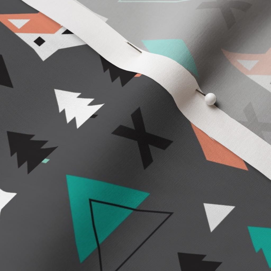 Spoonflower Fabric - Geometric, Fox, Pine Tree, Illustration, Woodland, Nursery, Triangle, Printed on Cotton Poplin Fabric by The Yard - Sewing Shirting Quilting Dresses Apparel Crafts