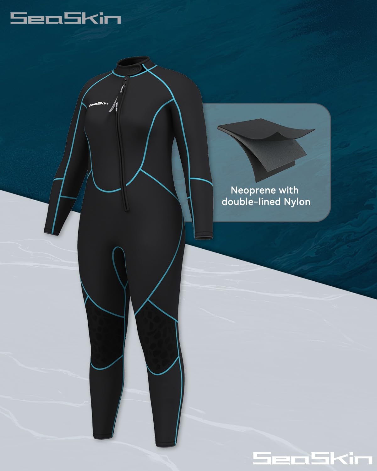 Seaskin Plus Size Full Wetsuit for Mens and Womens 3mm - Image 5
