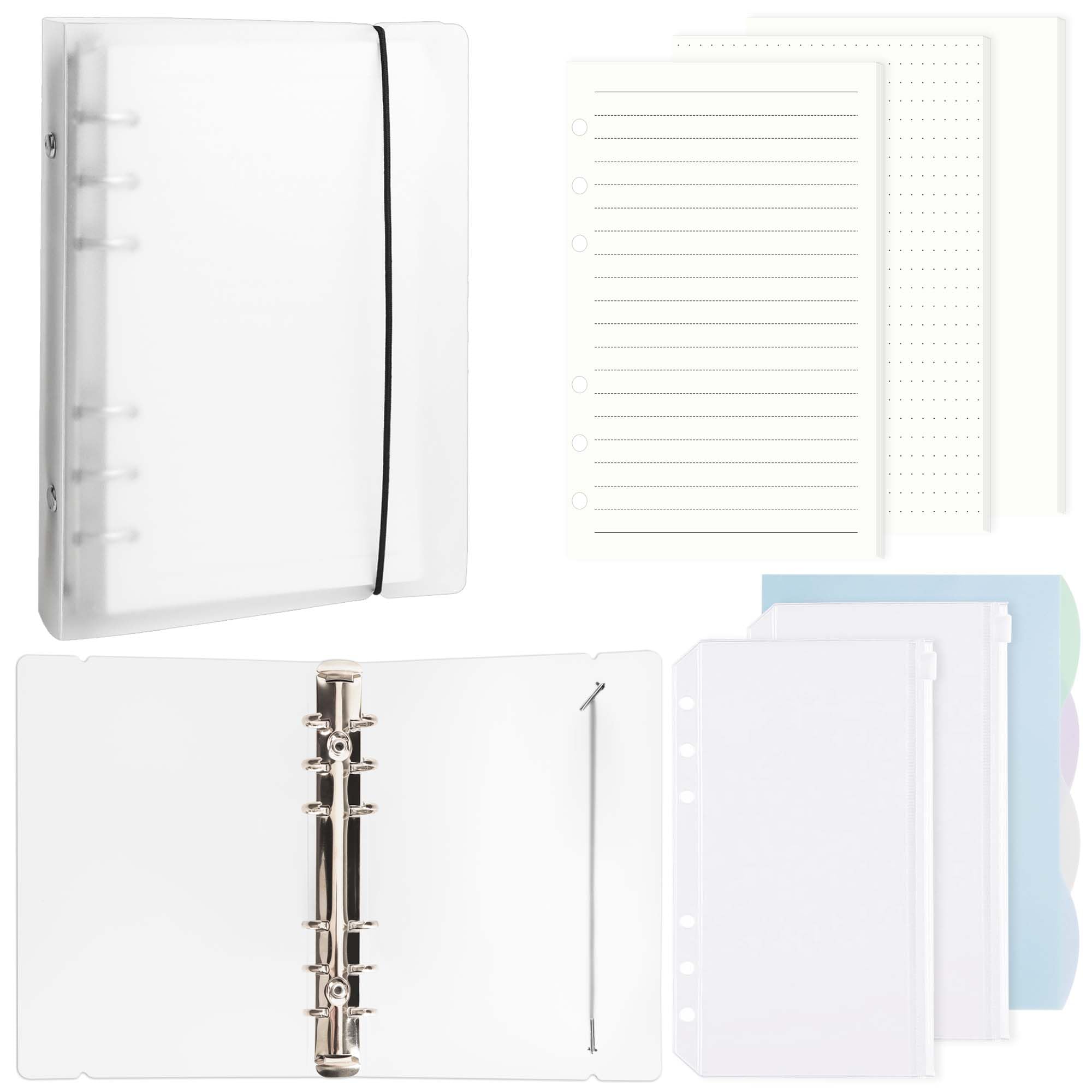DesertBoy A6 ring binder, segregator A6 z 135 arkuszami papieru uzupełniającego, 2 kieszeniami na segregator i 4 przekładkami, segregator z wymiennym wkładem, organizer segregatora