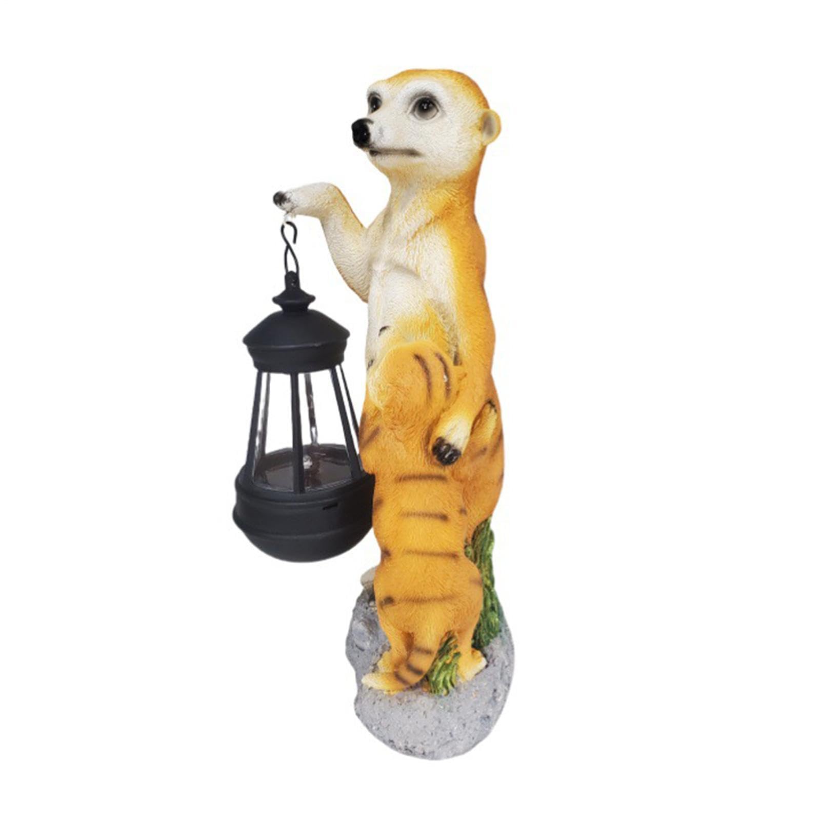 Generico Suricato Decor Figurina Collezionabile Animale | Scultura d'Arte di Mamma Suricato e Piccoli con Luce Solare Figurina Da Collezione Decorazione Animale Per Balcone Cortile