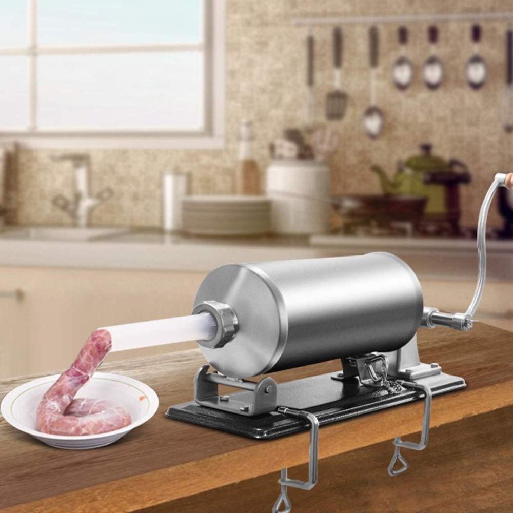 Máquina Salchichas de Acero Inoxidable - Máquina de cocina de llenado de carne horizontal, para embutido casero, de acero inoxidable, 4 tubos de relleno (3,6 l horizontal)